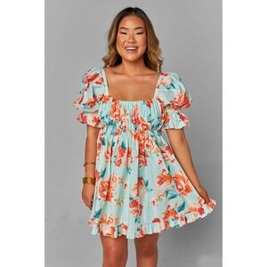 Buddy Love Floral Valentina Sussex mini‎ dress Puff Sleeve Cottagecore Size M